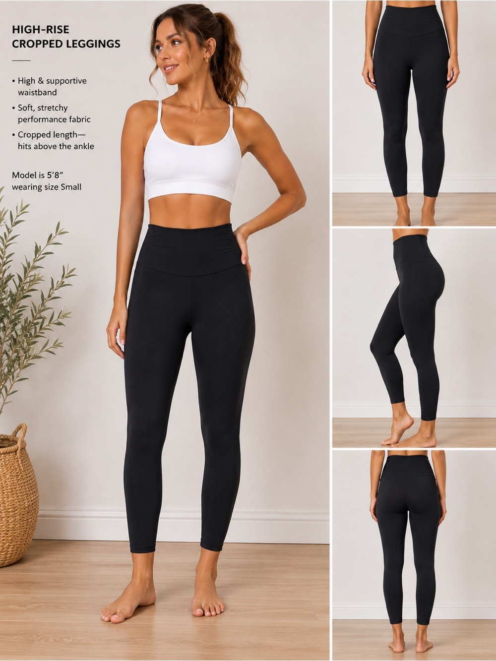 Free People FP Movement Black High Rise 7/8 Crop Leggings